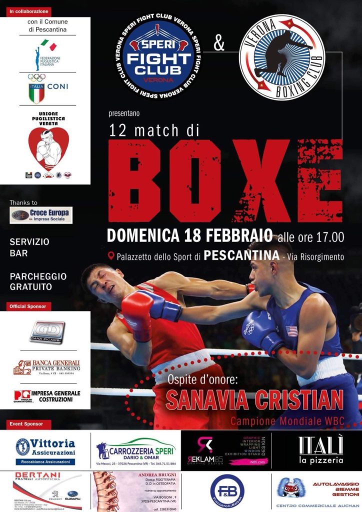 Pescantina: Domenica 18 febbraio 2018 tornerà a Pescantina la grande boxe.