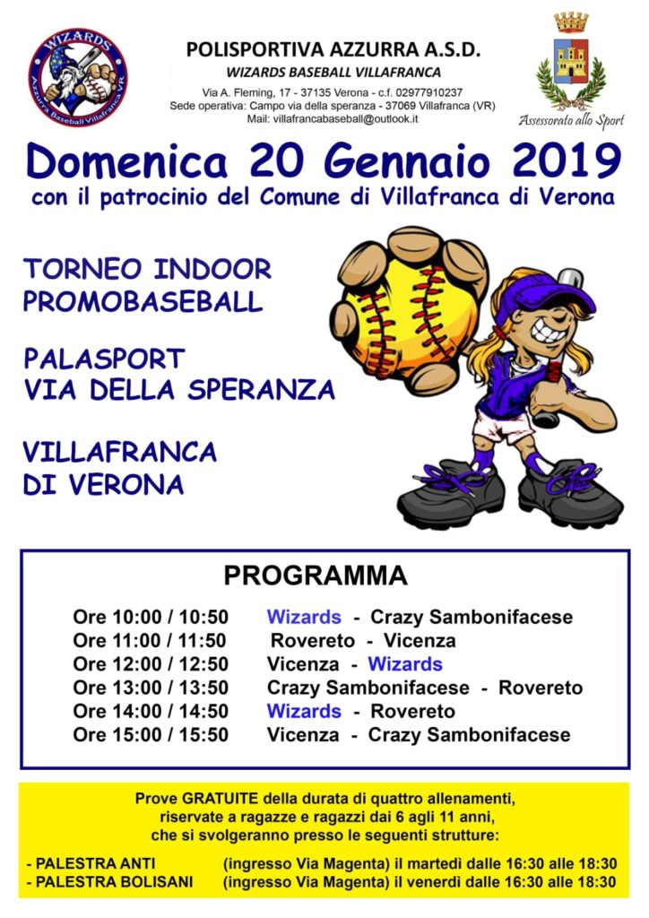 1° torneo di baseball indoor Villafranca